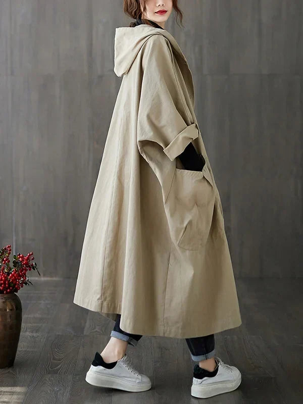 Pauline | Damen Klassischer Langer Wasserdichter Trenchcoat