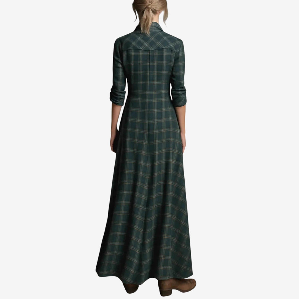 Charlotte | Damen Klassisches Herbstkleid Midilänge im Hemdblusen-Schnitt