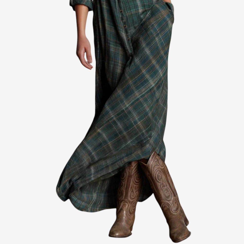 Charlotte | Damen Klassisches Herbstkleid Midilänge im Hemdblusen-Schnitt