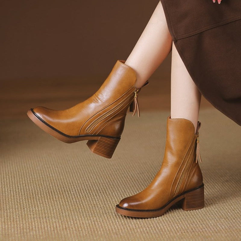 Amelie | Damen Kurzstiefel mit Blockabsatz für Herbst