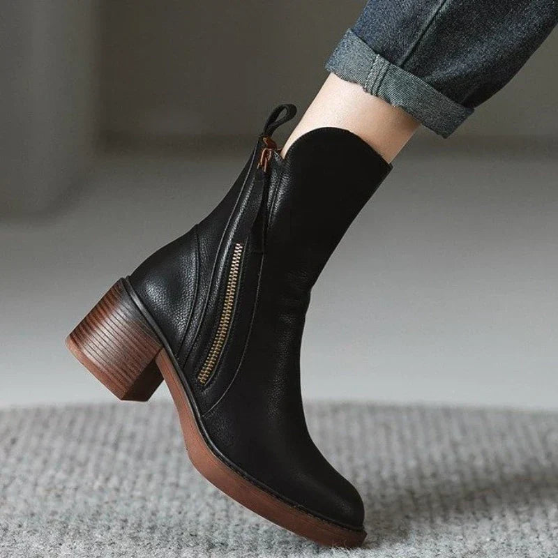 Amelie | Damen Kurzstiefel mit Blockabsatz für Herbst