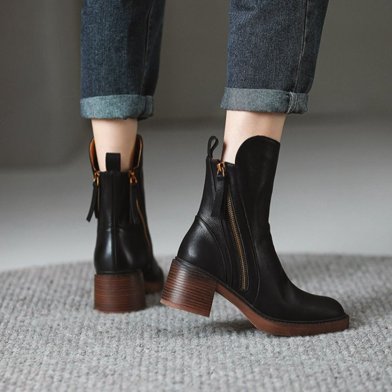 Amelie | Damen Kurzstiefel mit Blockabsatz für Herbst
