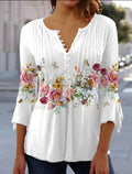 Victoria | Damen Langarm Bluse im Blumenmuster