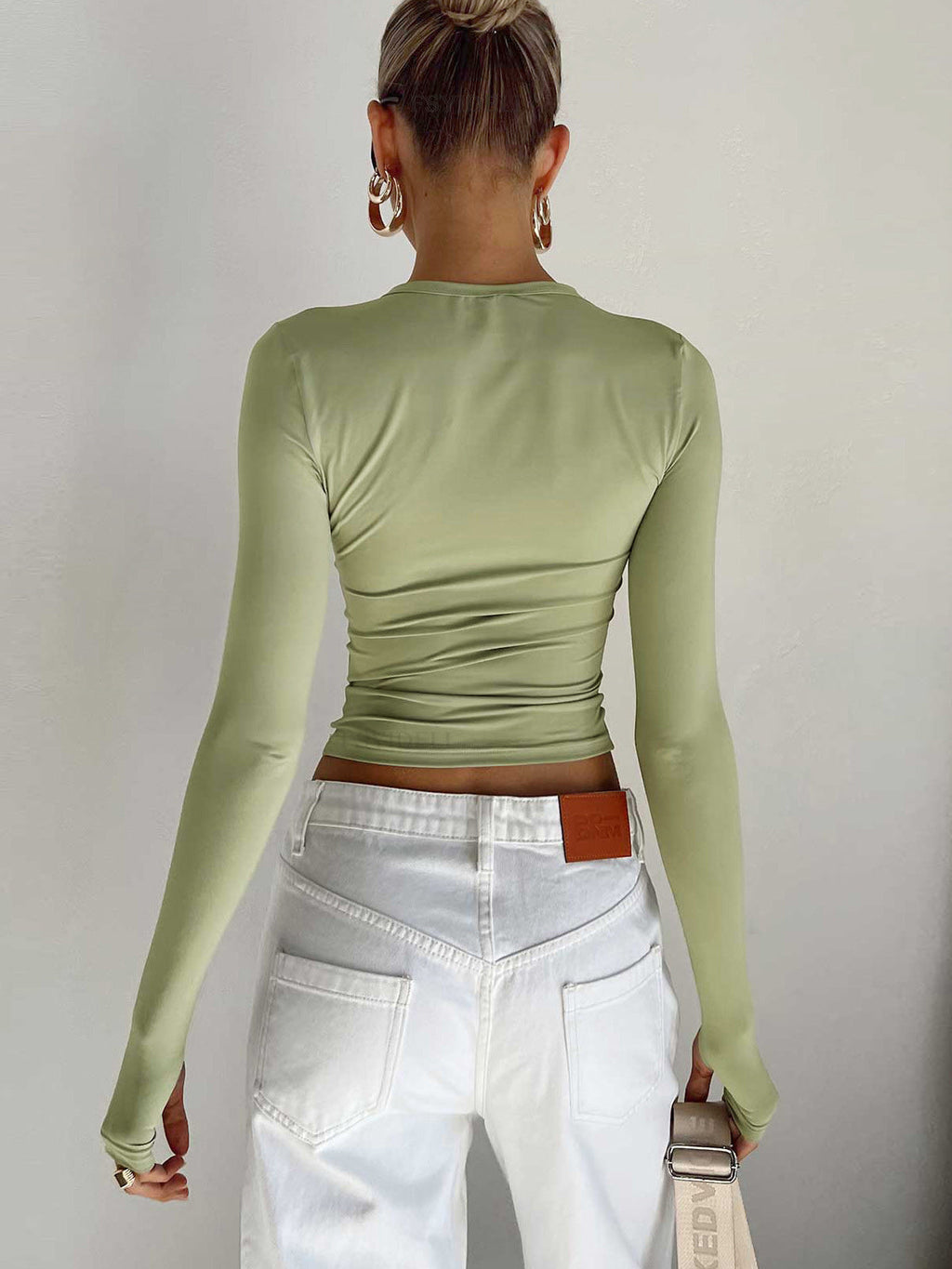 Nina | Damen Langarm Crop Bluse für Sommer