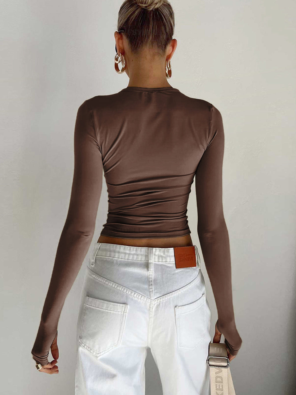 Nina | Damen Langarm Crop Bluse für Sommer