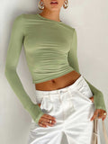 Nina | Damen Langarm Crop Bluse für Sommer