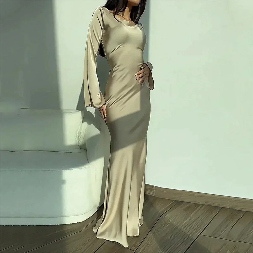 Carla | Damen Langarm Maxikleid für Hochzeitsgäste