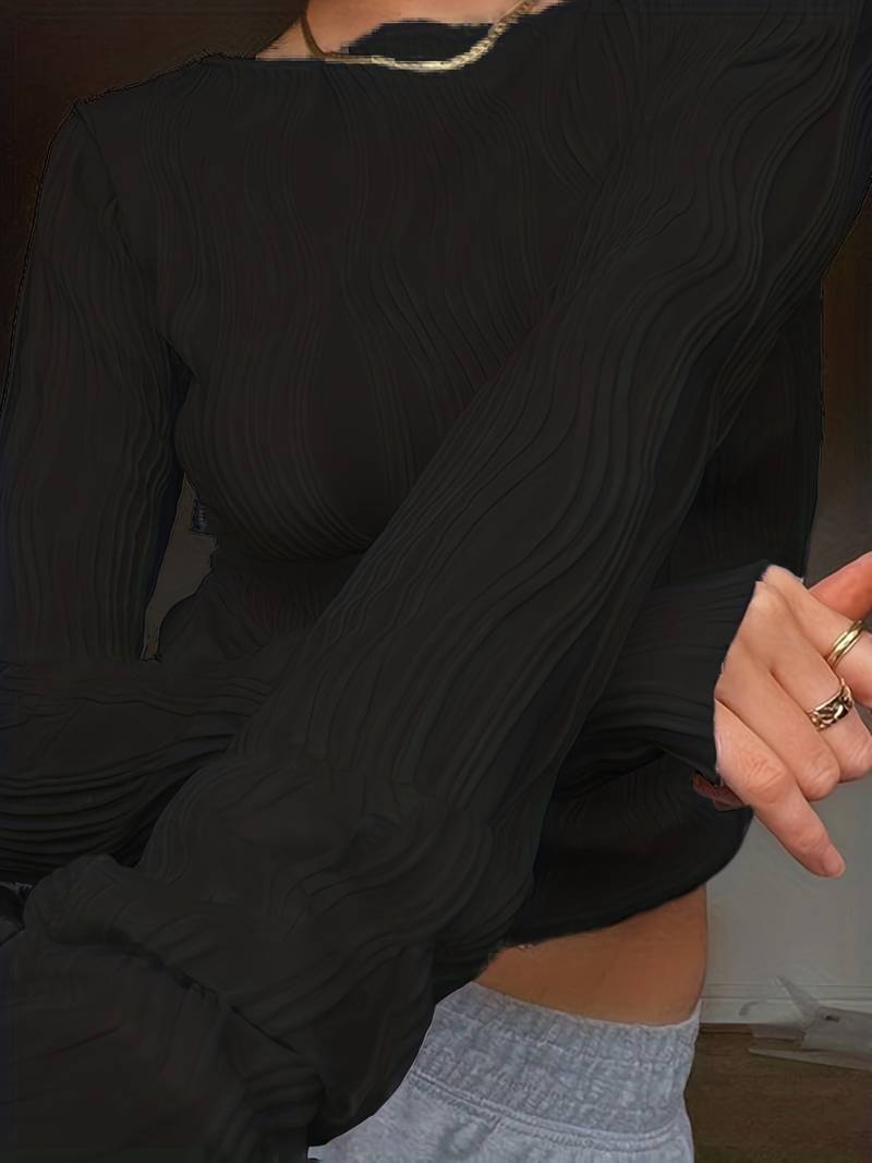 Sophie | Damen Langarm-Top Wellenmuster