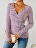 Matilda | Damen Langarm-Wickelbluse mit V-Ausschnitt