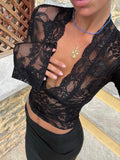 Nele | Damen Langarmbluse mit floraler Spitze