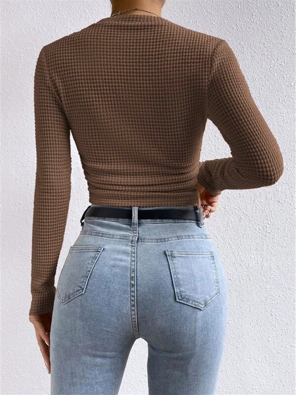 Sophia | Damen Langarmshirt im Waffelmuster