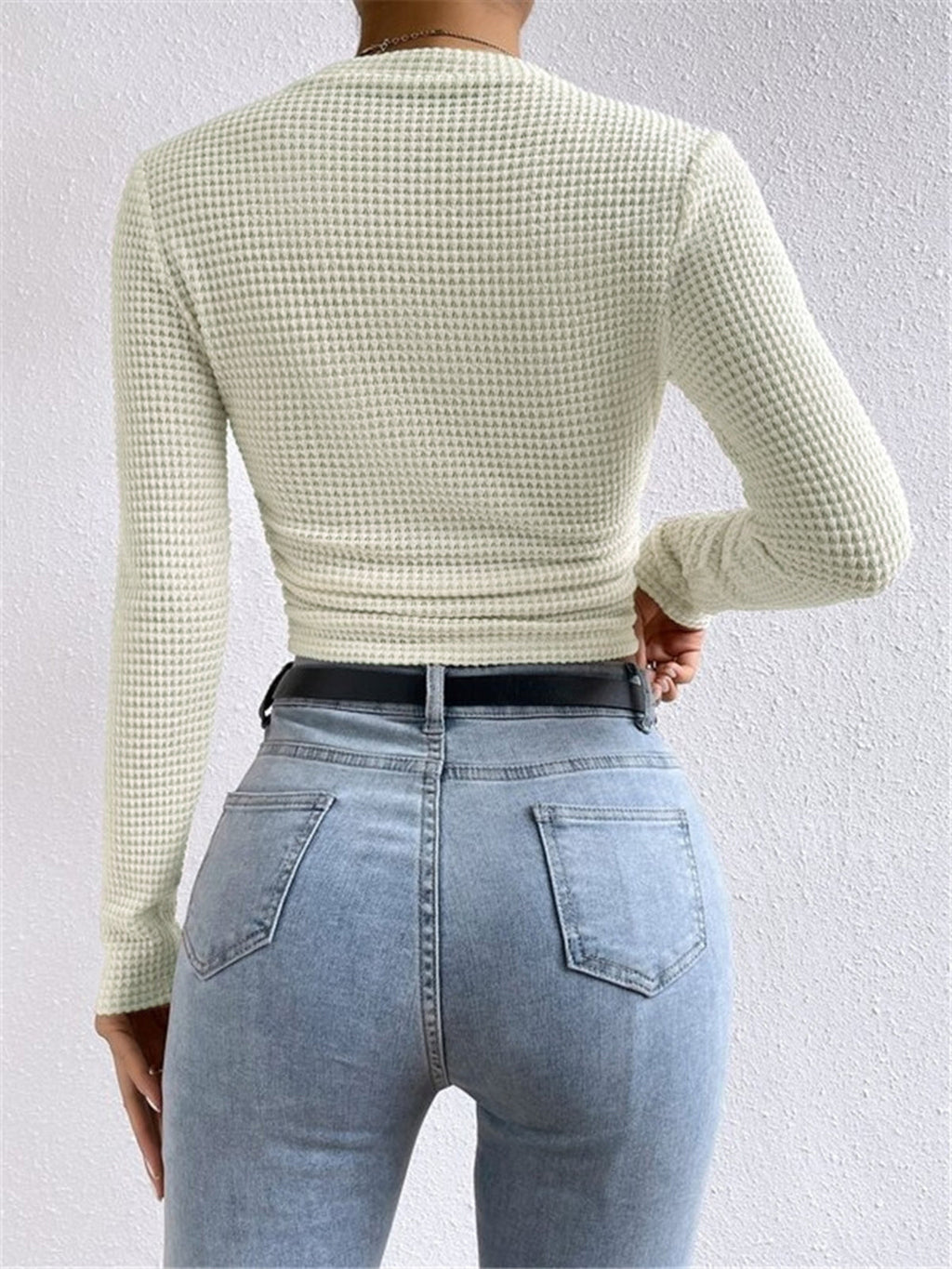 Sophia | Damen Langarmshirt im Waffelmuster