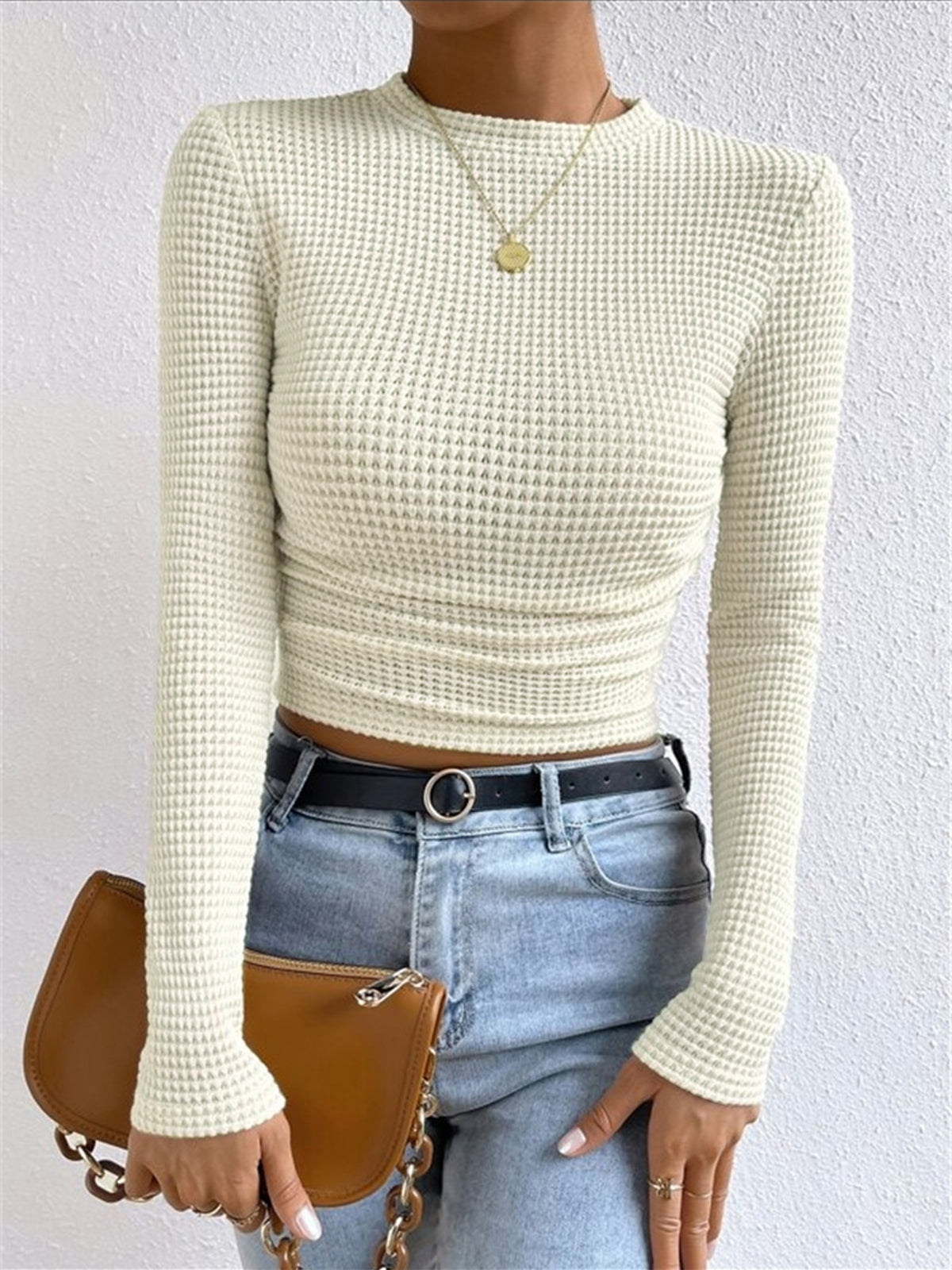 Sophia | Damen Langarmshirt im Waffelmuster
