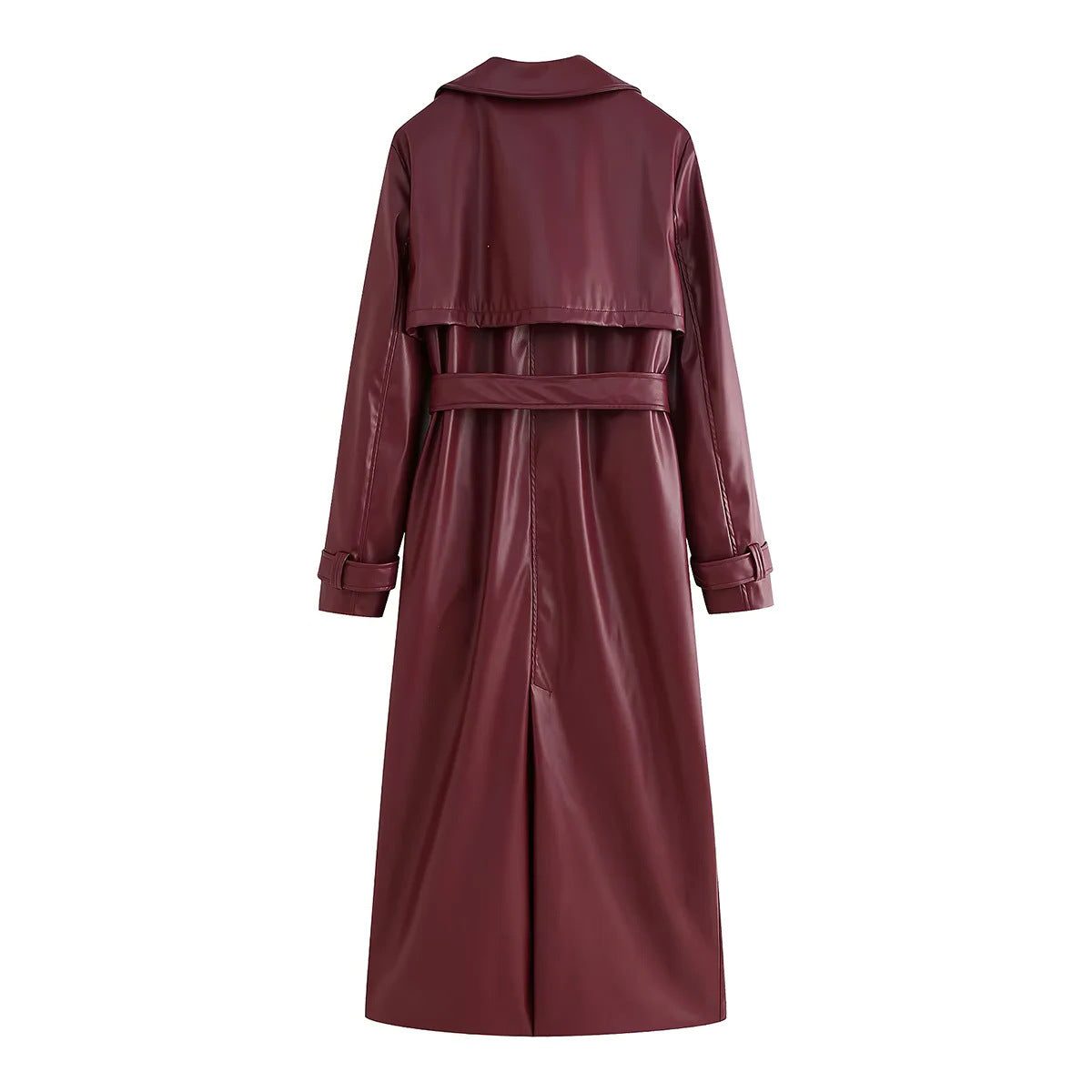Theresa | Damen lange Lederjacke im Trench-Stil für Herbst