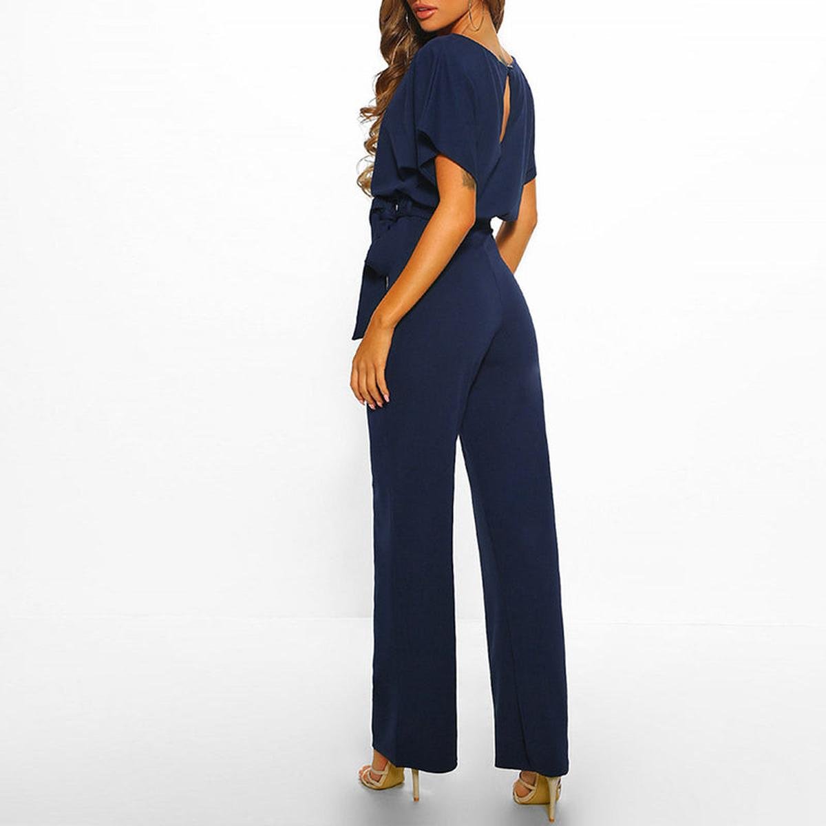 Greta | Damen Lässiger Kurzarm-Jumpsuit-Set für Sommer