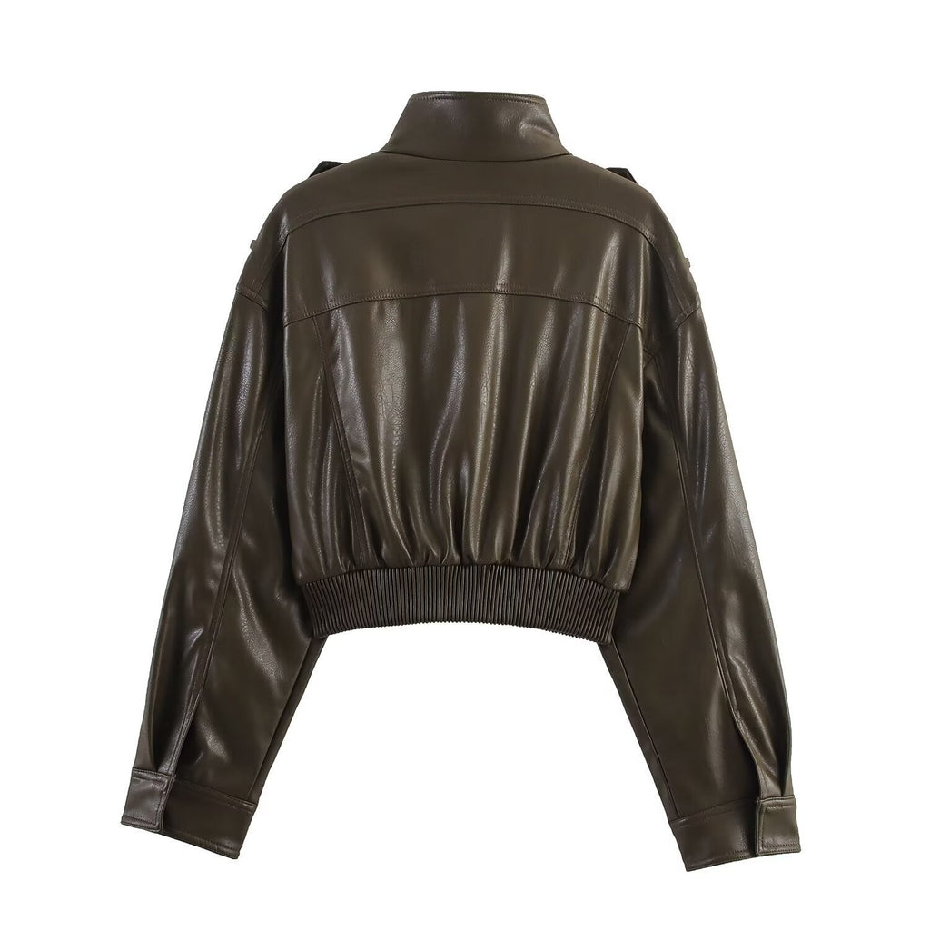 Klara | Damen Lederjacke Bomber kurz für Herbst
