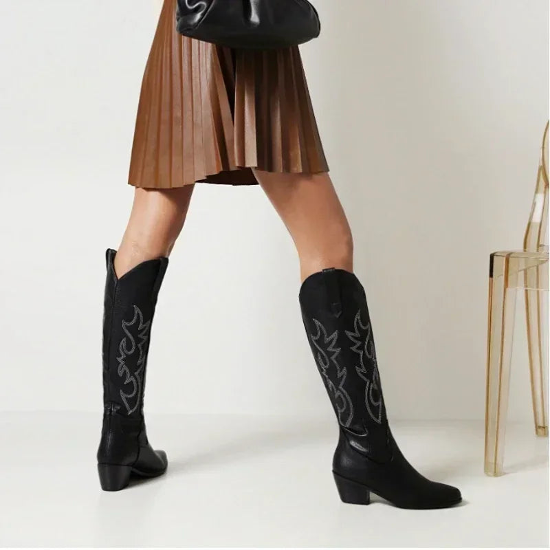 Ida | Damen Lederstiefel im Cowboy-Stil