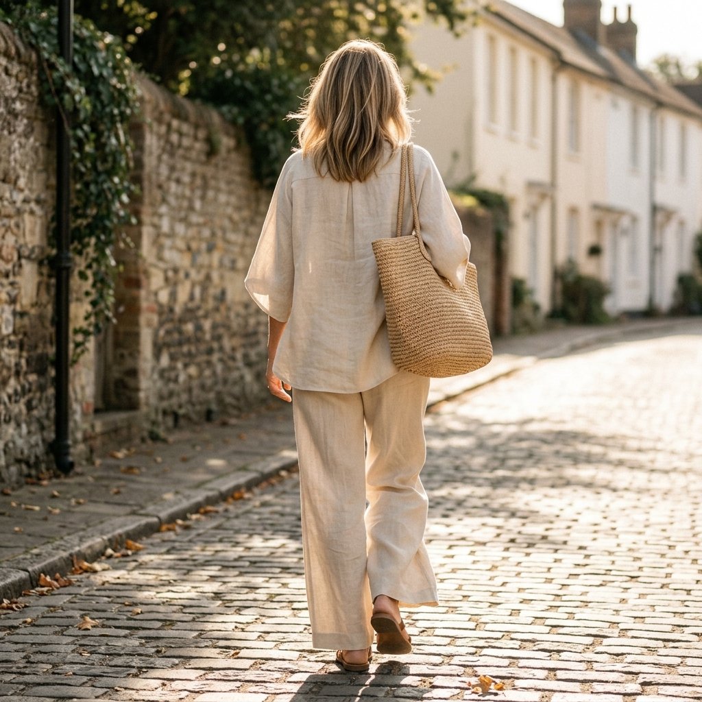 Sophia | Damen Leinen-Set mit Kimonoärmeln für den Sommer