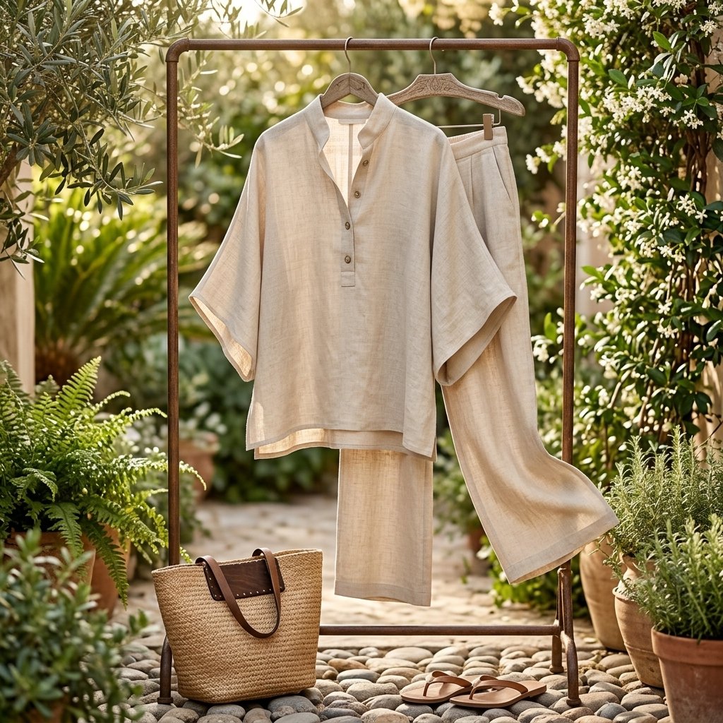 Sophia | Damen Leinen-Set mit Kimonoärmeln für den Sommer
