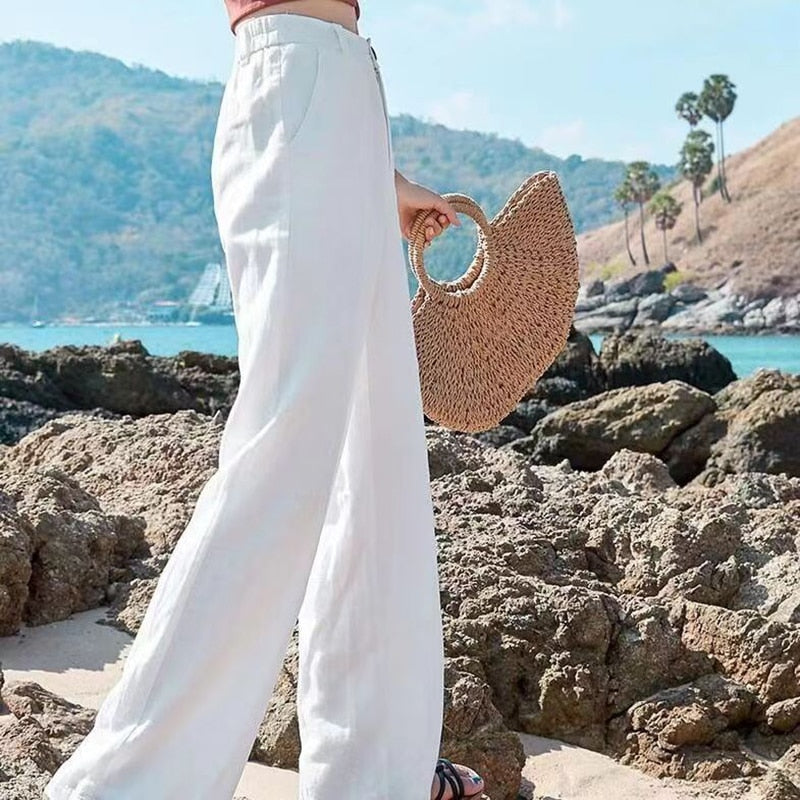 Mila | Damen Leinenhose im eleganten Weitbeinstil