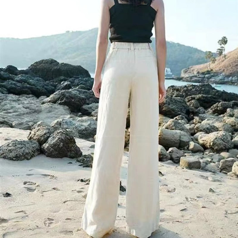 Mila | Damen Leinenhose im eleganten Weitbeinstil