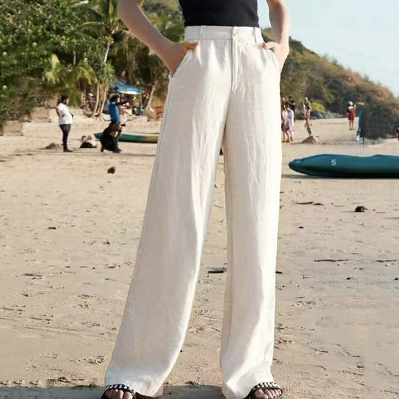 Mila | Damen Leinenhose im eleganten Weitbeinstil