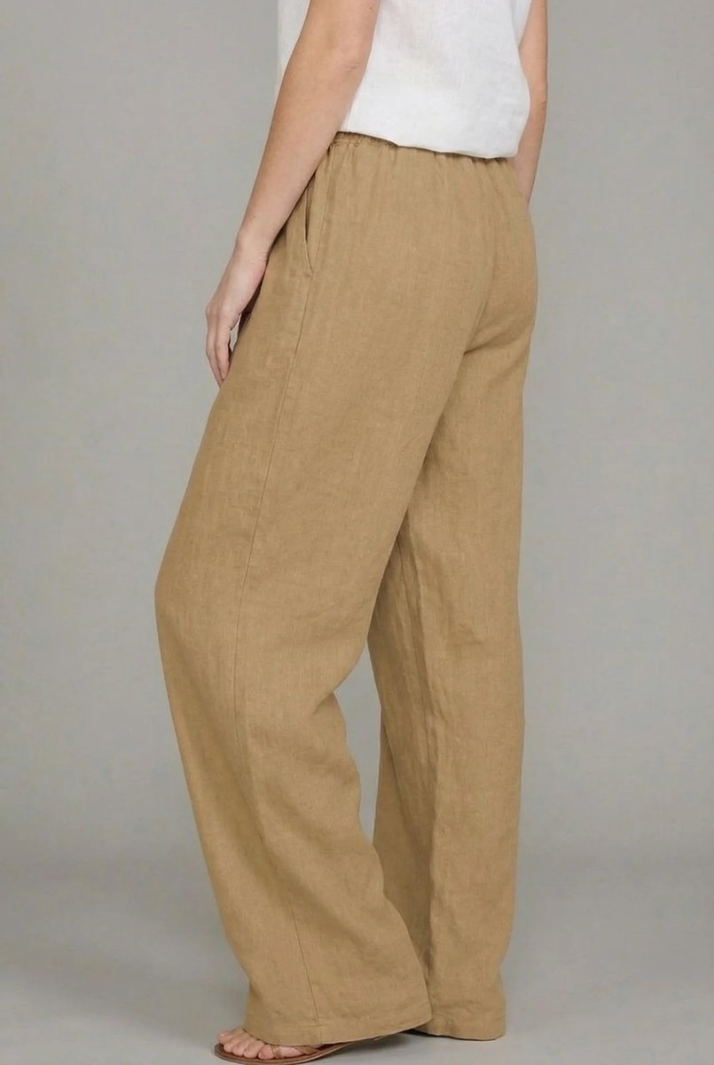 Lukas | Damen Leinenhose mit weitem Bein und Kordelzug