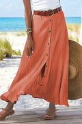 Simon | Damen Leinenrock Maxi mit hoher Taille