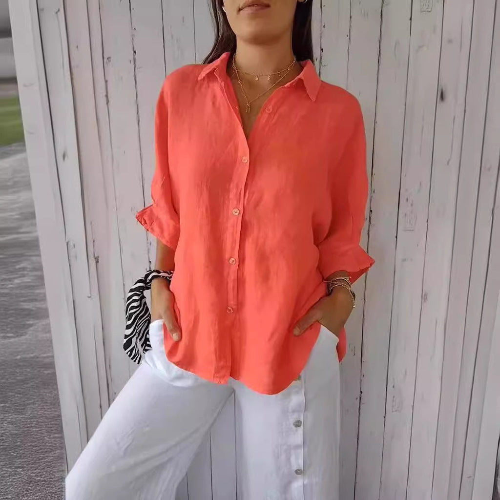 Theresa | Damen lockere Leinenbluse für den Sommer