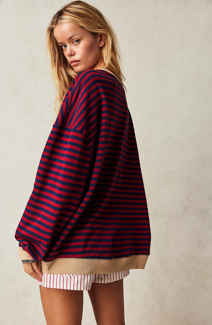 Isabella | Damen Lockerer Streifenpullover für den Frühling