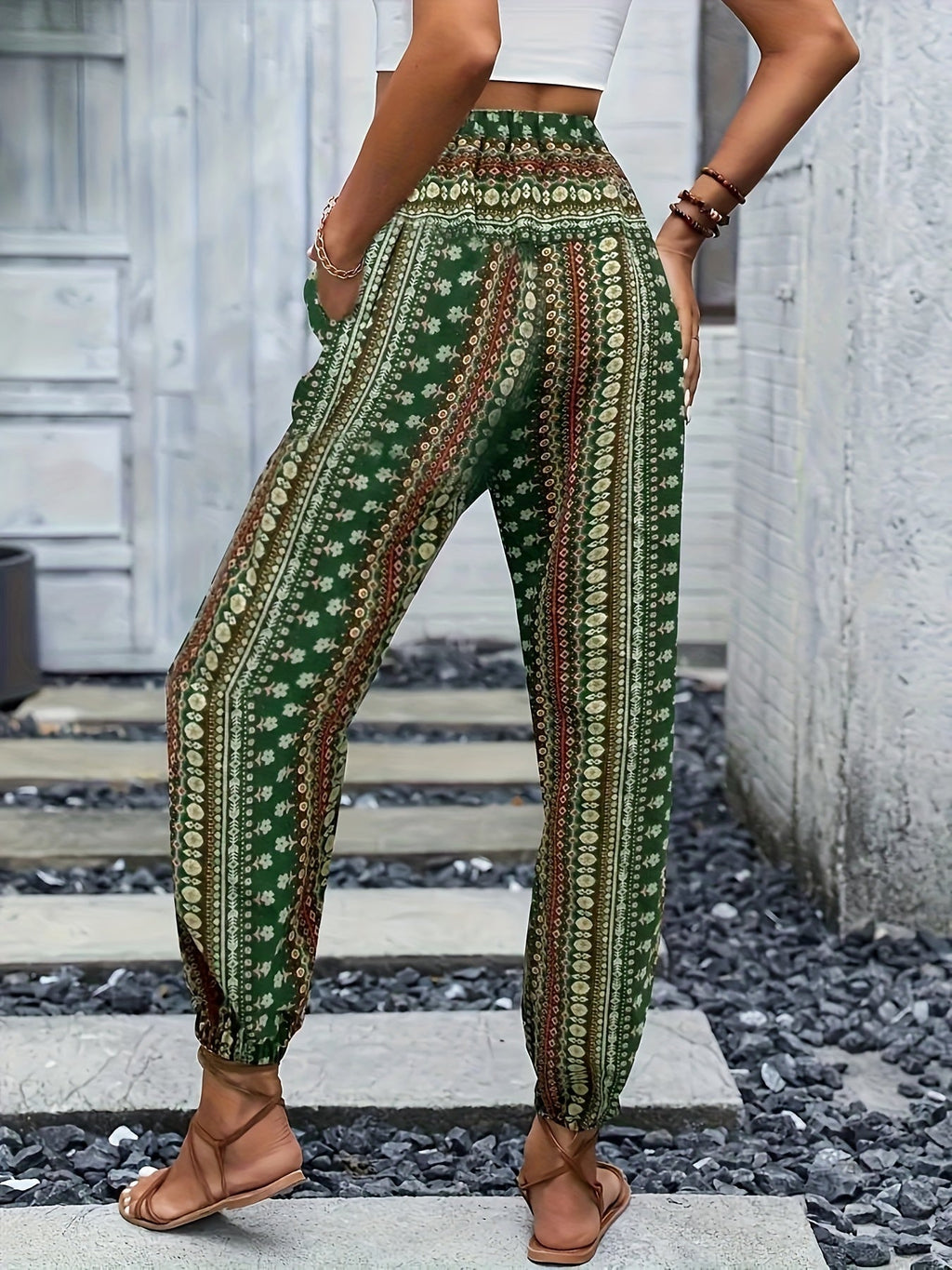 Melina | Damen Luftige Gemusterte Boho-Hosen