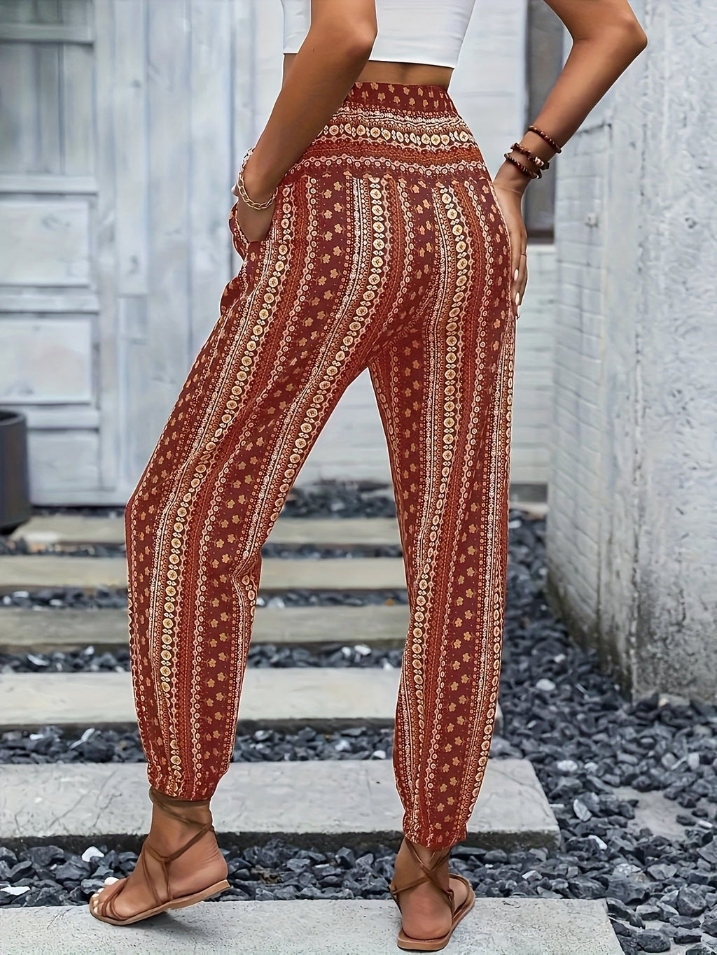 Melina | Damen Luftige Gemusterte Boho-Hosen