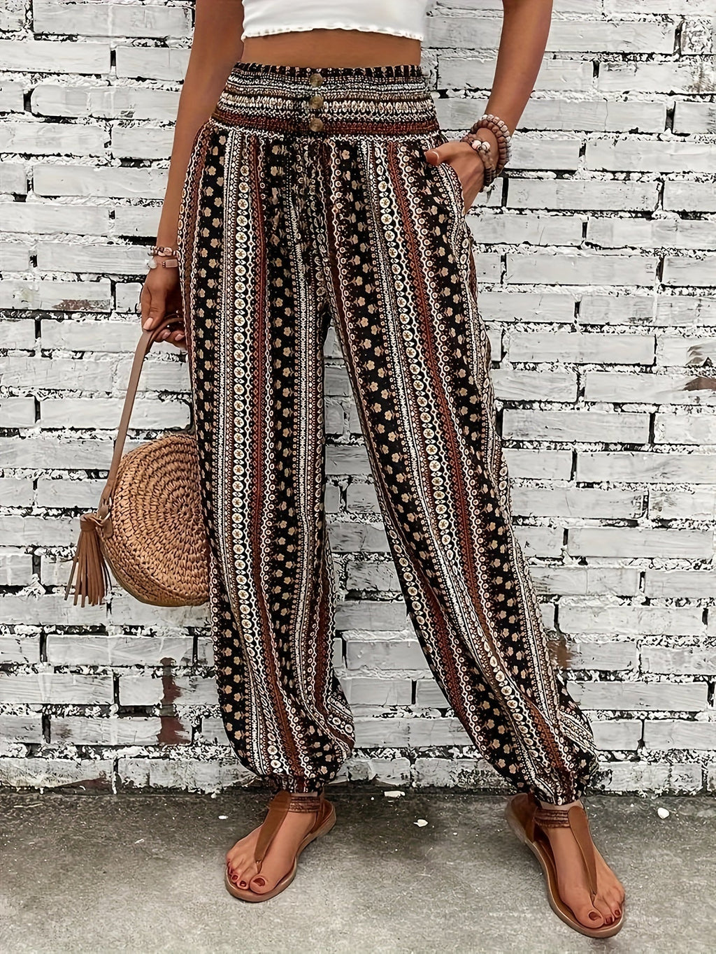Melina | Damen Luftige Gemusterte Boho-Hosen