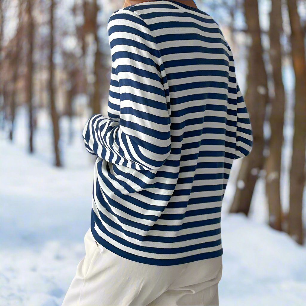 Leni | Damen Maritimes Langarmshirt Gestreift