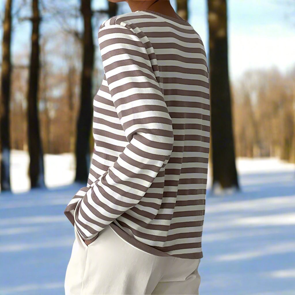Leni | Damen Maritimes Langarmshirt Gestreift