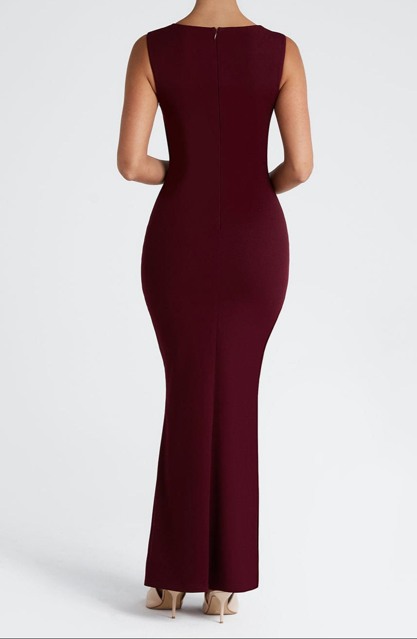 Mila | Damen Maxi Abendkleid mit Quadrat-Ausschnitt