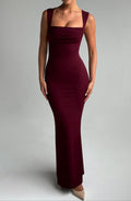 Mila | Damen Maxi Abendkleid mit Quadrat-Ausschnitt