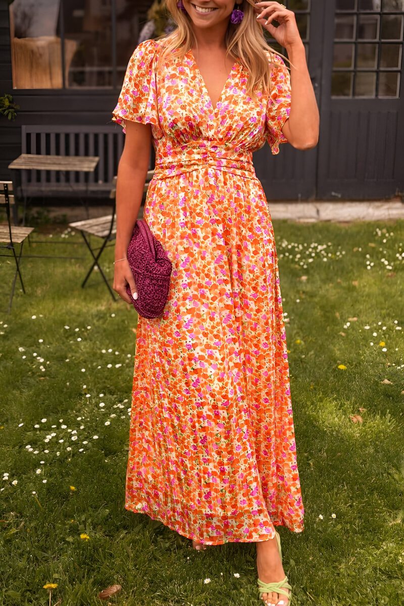Maja | Damen Maxi Sommerkleid mit Blumenmuster für den Urlaub
