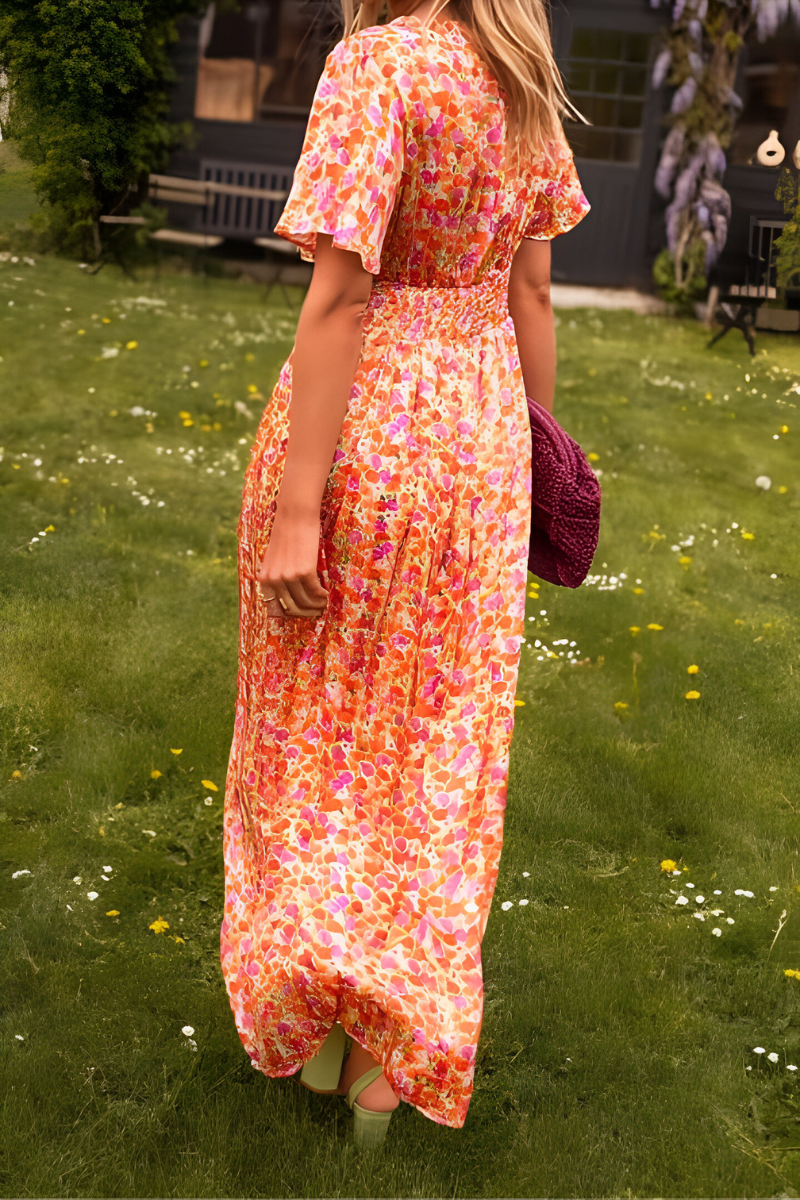 Maja | Damen Maxi Sommerkleid mit Blumenmuster für den Urlaub