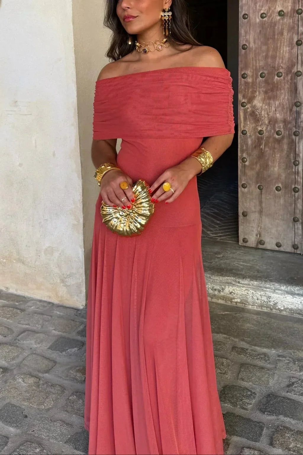 Mila | Damen Maxikleid mit asymmetrischer Schulter und eleganter Drapierung für Hochzeitsgäste
