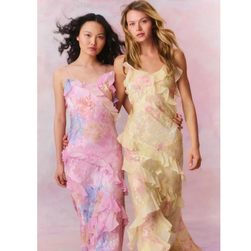 Marie | Damen Maxikleid mit Blütendruck für Hochzeitsgäste
