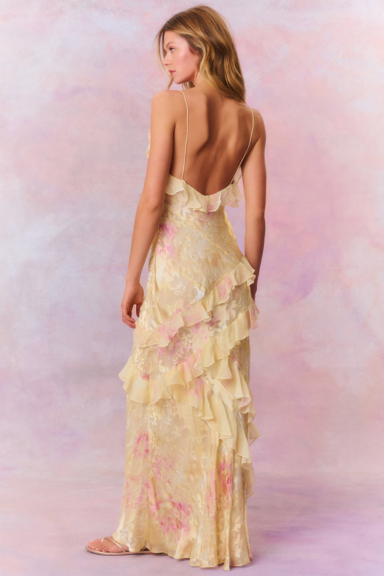 Marie | Damen Maxikleid mit Blütendruck für Hochzeitsgäste
