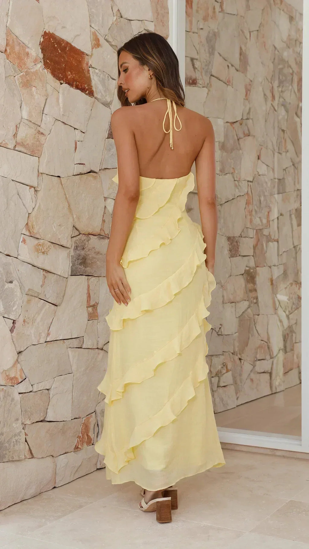 Lea | Damen Maxikleid mit Rüschen für Hochzeitsgäste im Sommer
