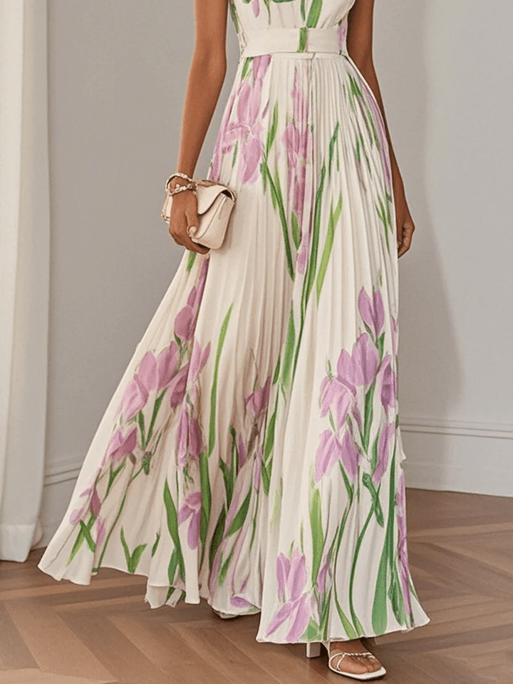 Frieda | Damen Maxikleid mit Tulpendruck für Hochzeitsgäste im Sommer