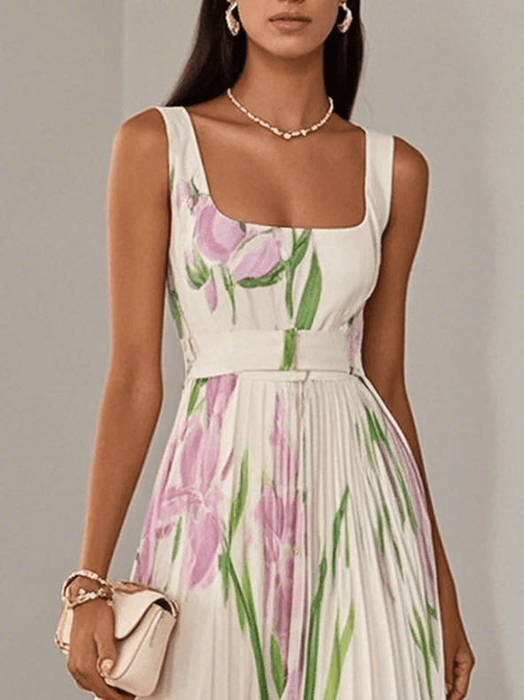 Frieda | Damen Maxikleid mit Tulpendruck für Hochzeitsgäste im Sommer