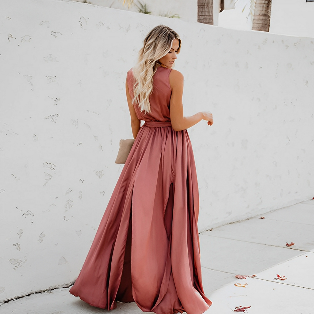 Sophia | Damen Maxikleid mit V-Ausschnitt für Hochzeitsgäste