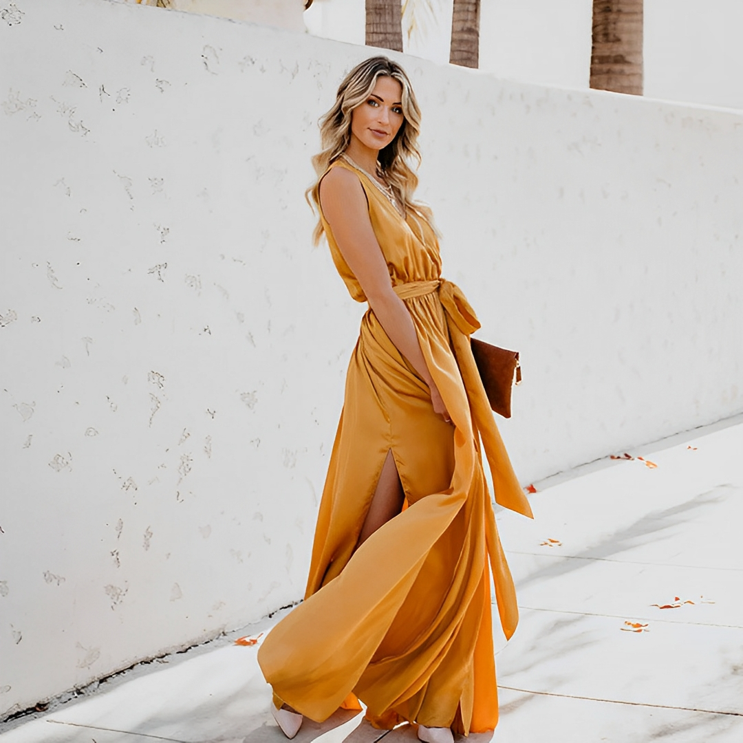 Sophia | Damen Maxikleid mit V-Ausschnitt für Hochzeitsgäste