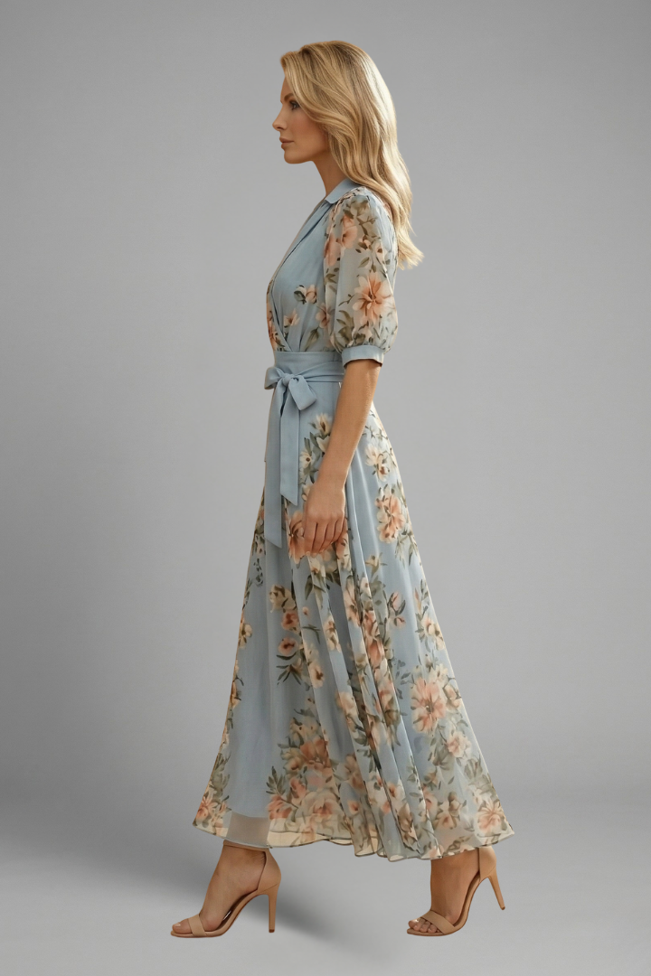 Isabella | Damen Midikleid mit frischem Blumenmuster perfekt für Hochzeitsgäste im Sommer
