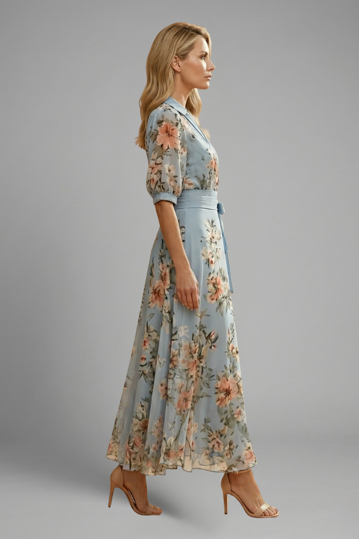 Isabella | Damen Midikleid mit frischem Blumenmuster perfekt für Hochzeitsgäste im Sommer