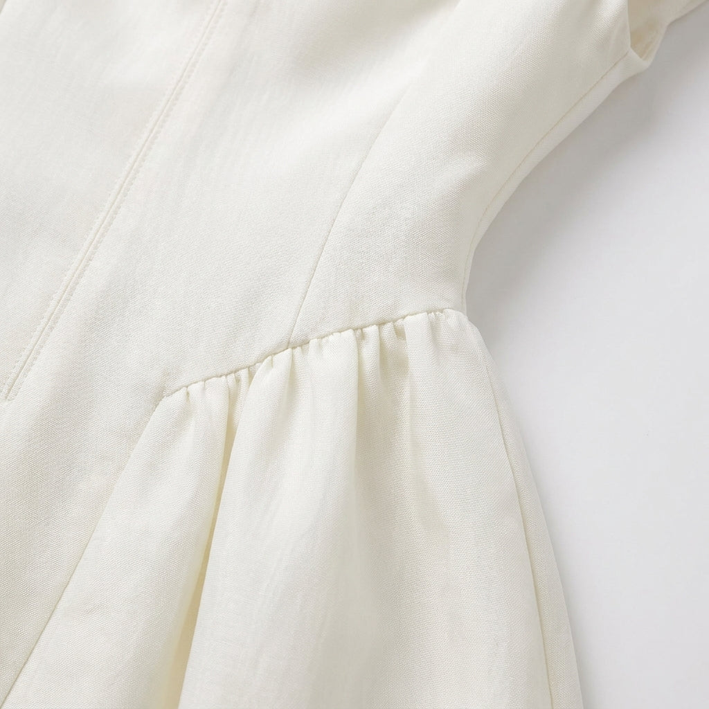 Anna | Damen Midikleid mit strukturierten Kappenärmeln und klassischem Ausschnitt für Hochzeitsgäste